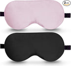 BeeVines 100% Real Mulberry Silk 2 Pack Sleep Mask, Natural Pure Silk Eye Masks with Adjustable Strap for Sleeping, 100% Block Light Eye Sleep Shade Cover, Reduces Puffy Eyes Traveling Gifts