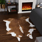 HOMORE Cowhide Rug, 3x4 Rug Small Cow Print Rug for Bedroom Faux Cow Hide Animal Print Carpet for Living Room Office Table Western Decor, Khaki Brown