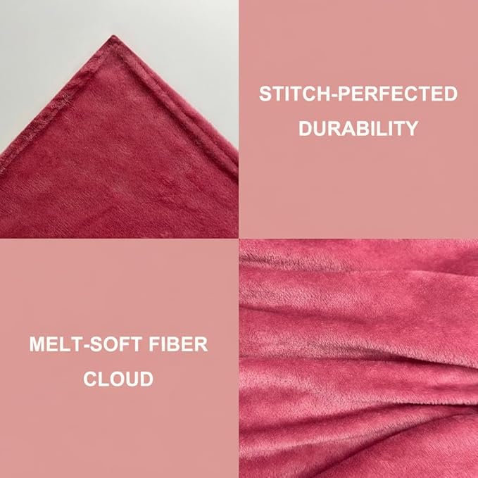Fleece Blanket Full/Queen - 80x90 Inch Lightweight & Buttery-Soft Throw for Bed, Sofa, Camping | 300GSM Cloud-Touch Microfiber | Cozy Essentials for Travel & Movie Nights, (Dusty Rose)