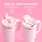 32 oz Tumbler with Handle and Straw: Stainless Steel Insulated Tumbler Keeps Cold for 24 Hours, Leakproof Travel Cup Fits in Cup Holder and BPA-Free, Cotton Candy
