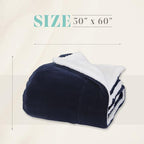 Elegant Comfort Throw Blanket, Reversible Sherpa Flannel, Ultra-Soft, Fuzzy, Cozy and Plush- All Season Lightweight Decorative Throw, 50 x 60 inches, Solid Sherpa Throw, Navy Blue