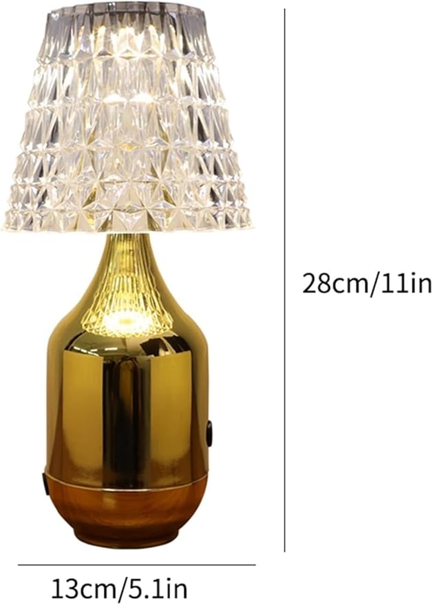 Bedside Table Lamp Luxury Diamond USB Touch Sensor Acrylic Decoration Desk Lamps Crystal LED Color :Rose Gold
