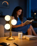 Lightdot Mid Century Globe Table Lamp Dimmable Modern 3 Lights Gold Desk Lamp 3000K Warmwhite Bedside Table Lamp for Bedroom Living Room Study Room(G9 Bulbs Included)