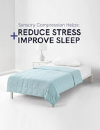 YnM Weighted Blanket,Heavy 100 Percent Oeko-Tex Certified Cotton Material, Bed Blanket for One Person of 140lbs, Ideal for Queen/King Bed (60x80 Inches, 15 Pounds, Light Blue)