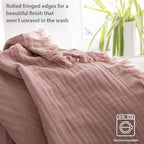 Simple&Opulence Cotton Muslin Throw Blanket for Bed, Couch, Knit Woven Gauze Blanket with Tassels, Soft Lightweight Cozy Pre-Washed Breathable Farmhouse Decoration for All-Season (Dusty Rose)