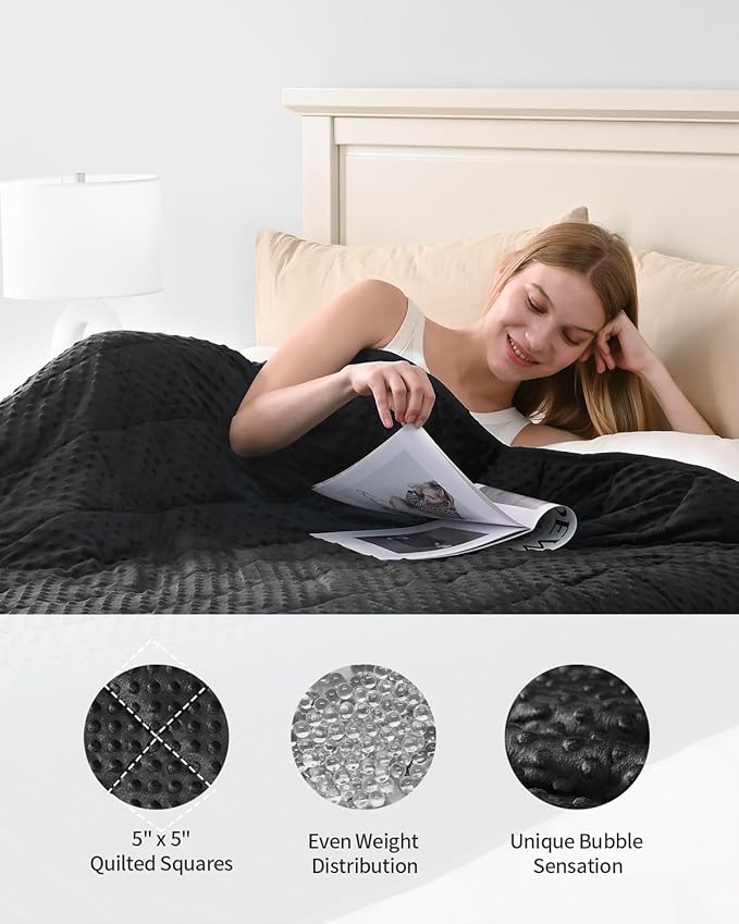 Mr. Sandman Weighted Blanket for Adults, Heavy Blanket for Woman,Man Sleeping/Calm, Soft and Cozy Weighted Throw Blankets, Machine Washable, 48 x 72in, 12 lbs, Black
