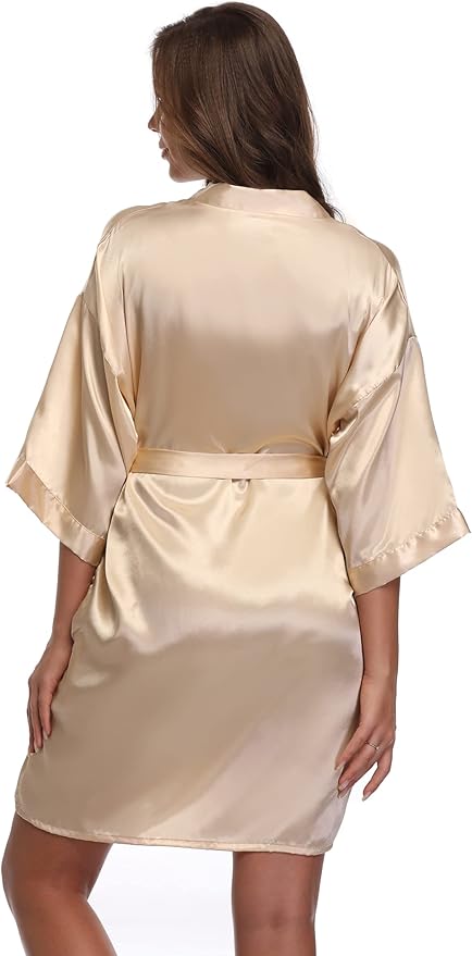 Women's Satin Short Robe Bridesmaid Bride Wedding Party Robes Silky Sleepwear Loungewear