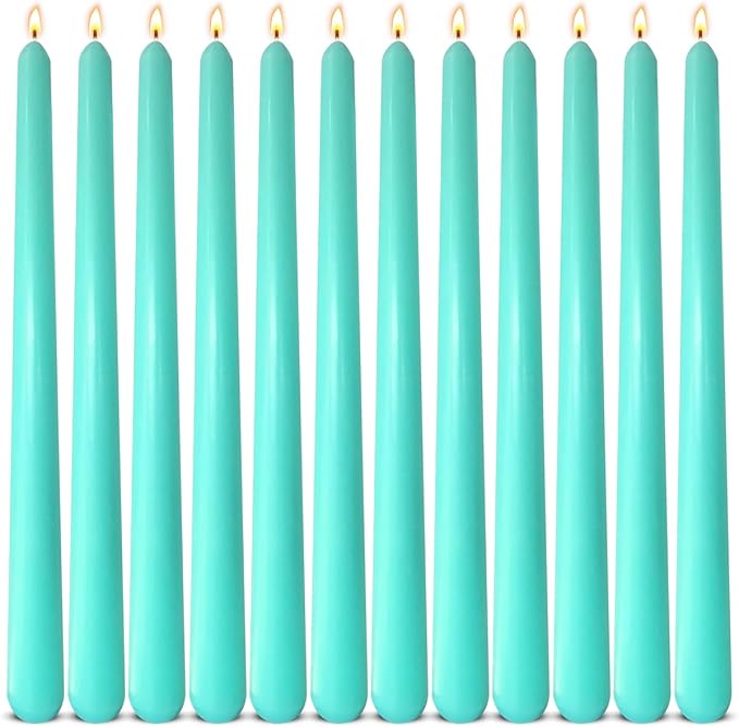 12-Pack Mint Green Taper Candles, 10 Inch Unscented Dripless Candlesticks, Long-Lasting Burn Time of 7-8 Hours, Perfect for Home Décor, Spring and St. Patrick's Day