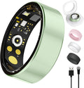 Smart Ring for Women Men, Health Tracker with Heart Rate/Blood Oxygen/Blood Pressure/Sleep Monitoring/Step Counting, IP68 Waterproof Fitness Ring, No App Fees for iPhone & Android (Green, 10#)