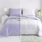 COTTEBED Reversible Softness Pink Purple Twin Comforters Sets for Girl Kids College Dorm, Cute Jersey Knit Lightweight Breathable Fluffy Cozy Comfy Bed Down Comforter Quilt for All Season Twin/Twin XL