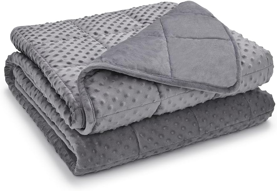 TONGDADA Minky Weighted Blanket | 40''x60'',7lbs | Cozy and Soft Minky Weighted Throw Blanket | Luxury Velvet with Premium Glass Beads | Dark Grey Minky