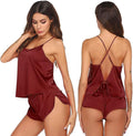 Ekouaer Silk Pajamas Set for Women Satin Backless Lingerie Pjs Cami Top and Shorts Nightwear