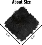 12inch Square Small Faux Fur Sheepskin Cushion Soft Plush Area Rug,Photo Background for Small Product Desktop Photography,Display and Decor,Jewelry,Nail Art,Locker Accessories (Black)