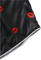 WDIRARA Women's Sleepwear Satin Short Sleeve Shirt and Shorts Pajama Set