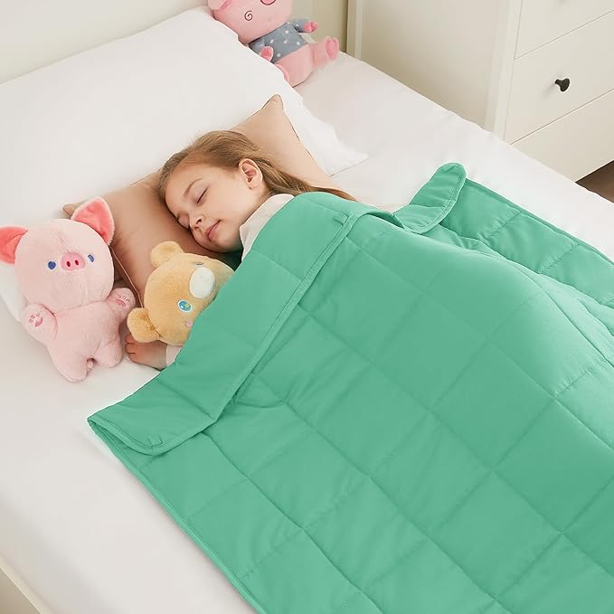 HOSUKKO Weighted Blanket - 7 lbs Green Heavy Blanket - Breathable Blanket(41 * 60 inches, 7 lbs)