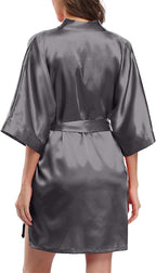 Giova Women's Satin Robe Bride & Bridesmaid Wedding Party Bathrobe Short Kimono Gown