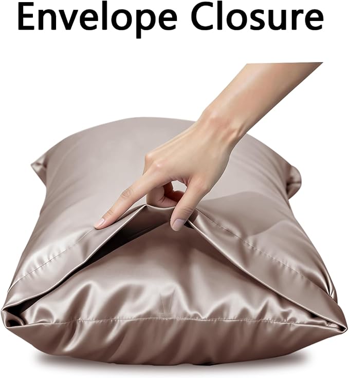 Vielit Satin Body Pillow Pillowcase 1pc,Silky Body Pillow Cover Similar to Silk Pillow Cases Soft Body Pillow Case 20x54 & Envelope Closure,Gift for Women Men Light Brown & 1 Satin Scunchie