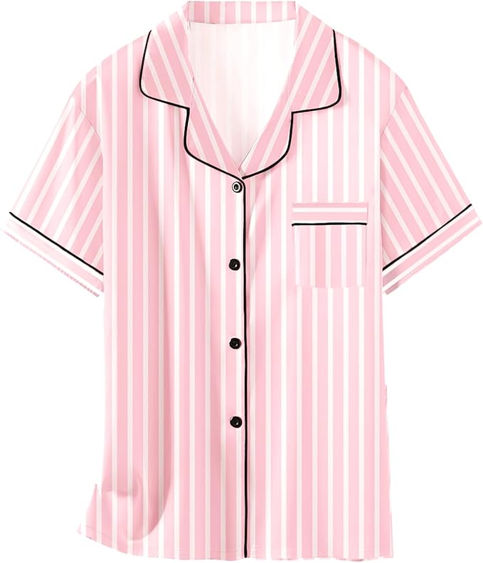 Girls & Womens Satin Pajamas Set, Silk Button-Down Sleepwear 2 Piece Nightwear, 3 Years - Women XXL