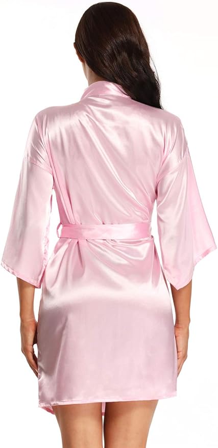 Women's Pure Short Satin Robes Bridesmaid and Bride Silky Robes Summer Sleepwear