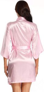 Women's Pure Short Satin Robes Bridesmaid and Bride Silky Robes Summer Sleepwear