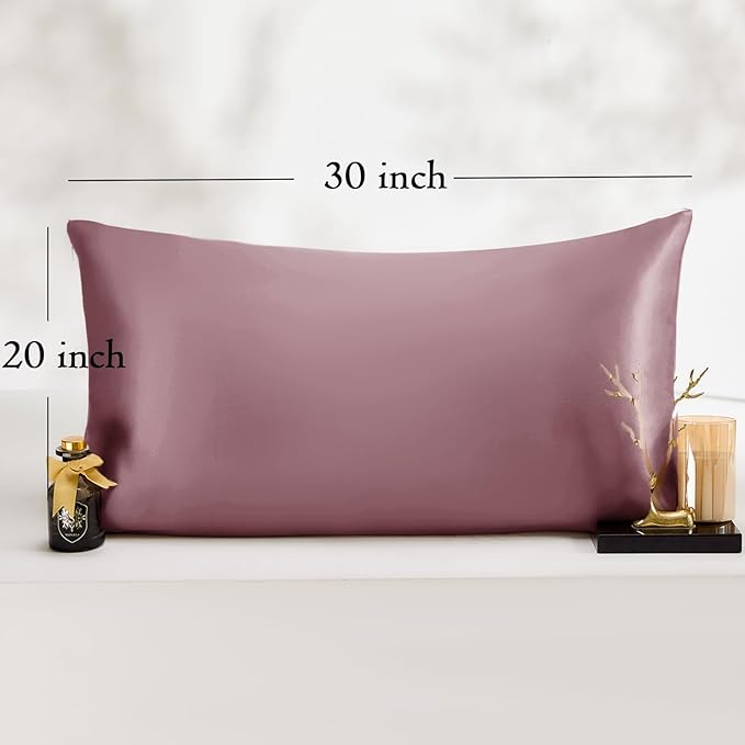 Vielit Queen Satin Pillowcase for Hair 2pc,Similar to Silk Pillow Cases,Easier Care Than Silk Pillowcase,Gifts for Women Men,Dusty Rose,20x30 & Envelope Closure and 2 Satin Scrunchies