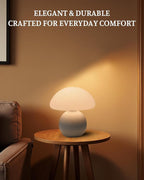 Mushroom Lamp Table Lamp for Bedroom,Desk Bedside Small Lamps for Living Room Night Stands,Mushroom Decor Cute Mini Modern Mid Century Lamps,Unique Aesthetic Home Living Room Decor(White)