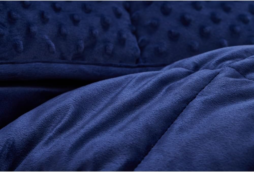 TONGDADA Minky Weighted Blanket | 40''x60'',7lbs | Cozy and Soft Minky Weighted Throw Blanket | Luxury Velvet with Premium Glass Beads | Navy Minky