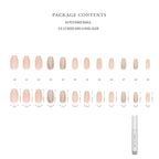 Hypnaughty 24 Pcs Nude Ballerina Press On Nails with Glue Medium Short Length Fake Nails with Glitter Design Glossy Acrylic Press On Nails Full Cover (Nude)