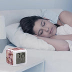 Pretty Peach Pattern Alarm Clock with 7 Color Changing Night Light Loud Digital Alarm Clock for Heavy Sleeper Electric Desk Clocks with Temperature Display Wake Up Digital Clocks