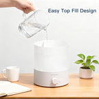 MegaWise Cool Mist Humidifiers for Babies, Bedroom, Nursery, Home and Office | Super Quiet Ultrasonic Vaporizer, Large Top-Refill 1.5L, Essential Oil Diffuser, Auto Off, Easy Clean (2 Pack)