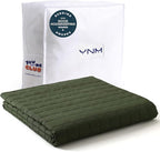 YnM Cotton King Size Weighted Blanket for Adults (88x104 Inches, 20 Pounds, Army Green), Smallest Compartments with Cooling Glass Beads,Heavy Blanket for Two Persons of 90~160lbs on Queen or King Bed