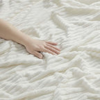 Nestl White Throw Blanket for Couch - Cozy Warm Fuzzy Blankets for Women, Set of 2 Small Fleece Throws for Girls - Off White, 50 x 60 Inches