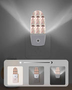 Winter Christmas Tree Light Peach Flower Night Light Plug into Wall, Red Star Leaf Bird Pastoral Popsicle Shape Night Light LED Nightlight with Light Sensors for Kids Bedroom Hallway
