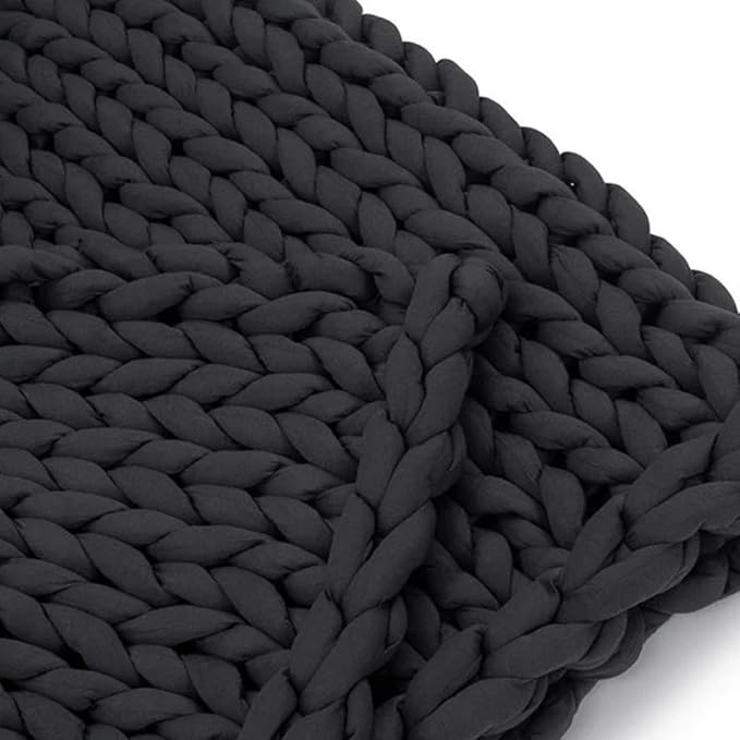 Nuzzie Original Knit Weighted Blanket - Breathable, Cooling, Hand Made Knit Throw Blanket for Sleep - Machine Washable, Stylish Design (Charcoal, Queen | 22lbs | 60"x80")
