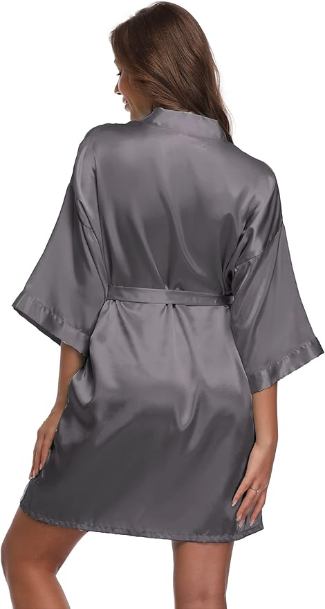 Women's Satin Short Robe Bridesmaid Bride Wedding Party Robes Silky Sleepwear Loungewear
