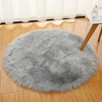Faux Fur Round Area Rug Soft Fuzzy Carpet Fluffy Plush Mat Home Floor Decoration for Bedroom Living Room Bedside Grey 47.2inch
