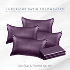 Elegant Comfort 6-Pack King Purple Satin Pillowcase Set with Hidden Zipper Closure, 20" x 40"