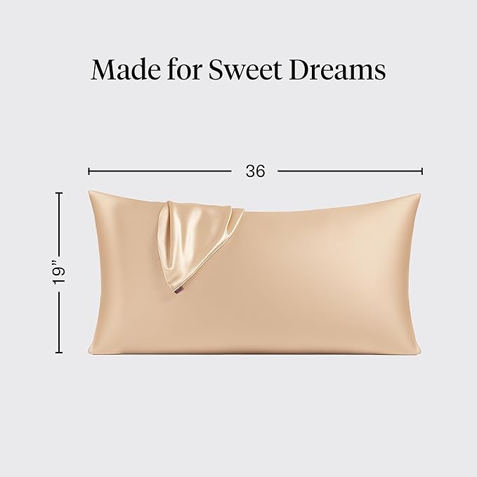 Kitsch Satin Pillowcase with Zipper for Hair & Skin - Softer Than Silk Pillow Cases, Smooth Cooling Satin Pillow Case, Wrinkle-Free, Machine Washable - King Size Satin Pillow Case 19x36 - Champagne