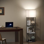 SUNMORY Large Size Floor Lamp with Shelves, 4-Tier Modern Standing Lamp with 3 Color Temperature Bulb, Tall Floor Lamp with Shelf, Corner Display Bookshelf Lamps for Living Room, Bedroom, Office