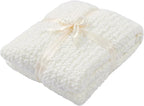Home Soft Things Basket Weave Throw Blanket, Soft Cozy Warm Blanket with Braided Decorative Throw for Couch Sofa Outdoor Indoor, Antique White, 50''x60