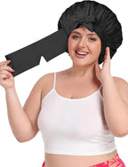 Double Layer Satin Bonnet with Detachable Eye Mask Night Cap for Curly Braids Hair Reduces Frizz Locks in Moisture