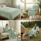 Fleece Blanket Twin - 60x80 Inch Lightweight & Buttery-Soft Throw for Bed, Sofa, Camping | 300GSM Cloud-Touch Microfiber | Cozy Essentials for Travel & Movie Nights, (Light Green)