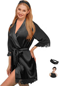 Silk Robes for Womens 2Pcs Satin Robe Kimonos Bridesmaid Bride Lace Bathrobes Sleepwear Bridal Silky Loungewear Wedding Robes