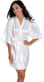 QXQTER Peony Floral Silky Satin Robe Wedding Bridal Party Bride Bridesmaid Robes for Women Dressing Gown Kimono Robe