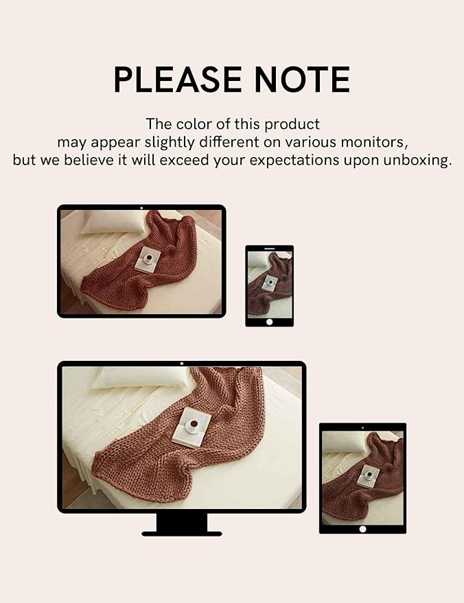 YnM Chunky Throw Blanket, Medium-Weight, Hand Knitted, Skin Friendly, Ventilated and Breathable, Machine Washable, Home Décor Piece for Couch, Sofa and Bed (Brown, 40x50 Inch)