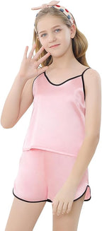 Girls & Women Silk Pajamas Set Satin Camisole Sleepwear 2 Piece Pjs, 3 Years - Women XXL