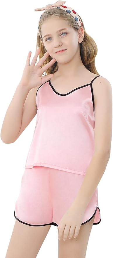 Girls & Women Silk Pajamas Set Satin Camisole Sleepwear 2 Piece Pjs, 3 Years - Women XXL