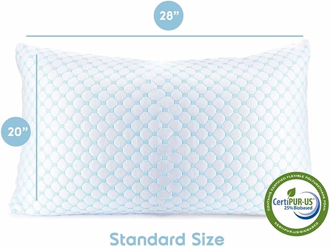 Nestl Cooling Pillow for Sleeping 1 Pack, Luxury Shredded Memory Foam Pillows Standard Size, Adjustable Cold Gel Pillows for Hot Sleepers Supportive Cool Pillow for Side Back Stomach Sleepers