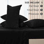CozyLux Satin Sheets Queen Size Bed Set - 6 Piece Silky Queen Sheet Set, Luxury Black Queen Sheets with Smooth and Soft Microfiber, Includes 1 Fitted Sheet, 1 Flat Sheet and 4 Pillowcases