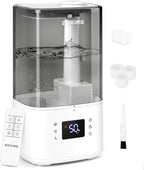 BOXING 6L Warm and Cool Mist Humidifiers for Bedroom, Top Fill Ultrasonic Aroma Diffuser with Remote, Auto Mode Humidistat Perfect for Baby & Plants, Quiet Sleep, Timer, Auto Shut-Off, 60H Runtime